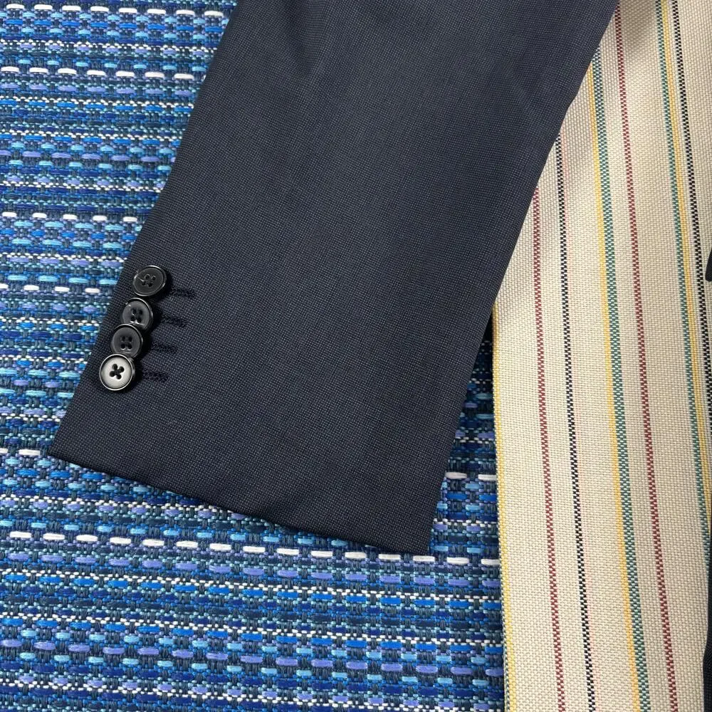 Ermenegildo Zegna Blazer Mens US 38L EU 48L Blue Wool Suit Jacket 2 Button Long